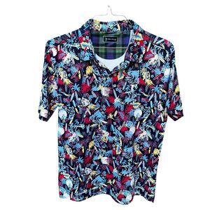 William Murray Golf Polo Shirt Men’s M Medium Surfs Up Floral Tiki Blue Red
